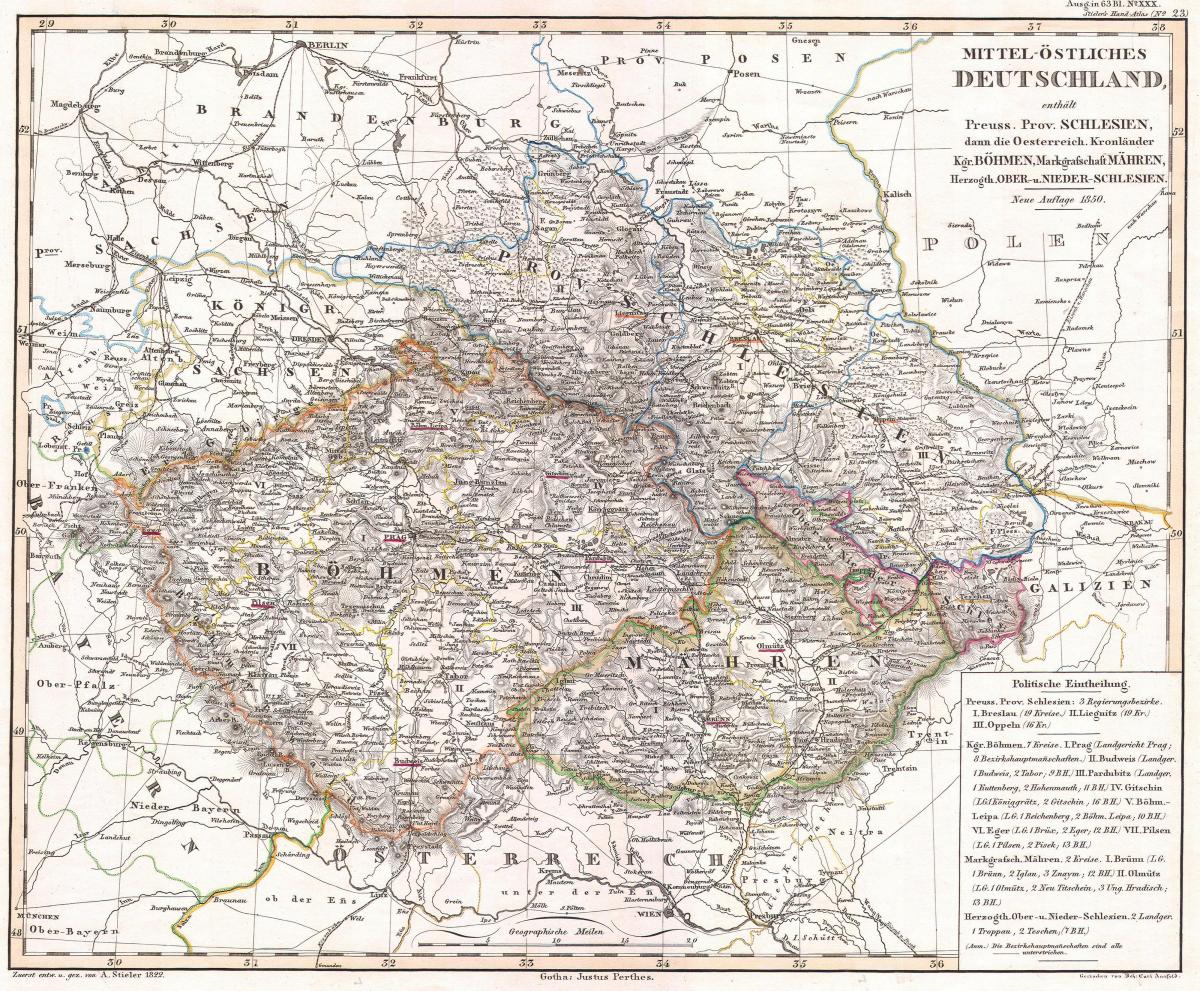 Mapa histórico de la República Checa (Checoslovaquia)