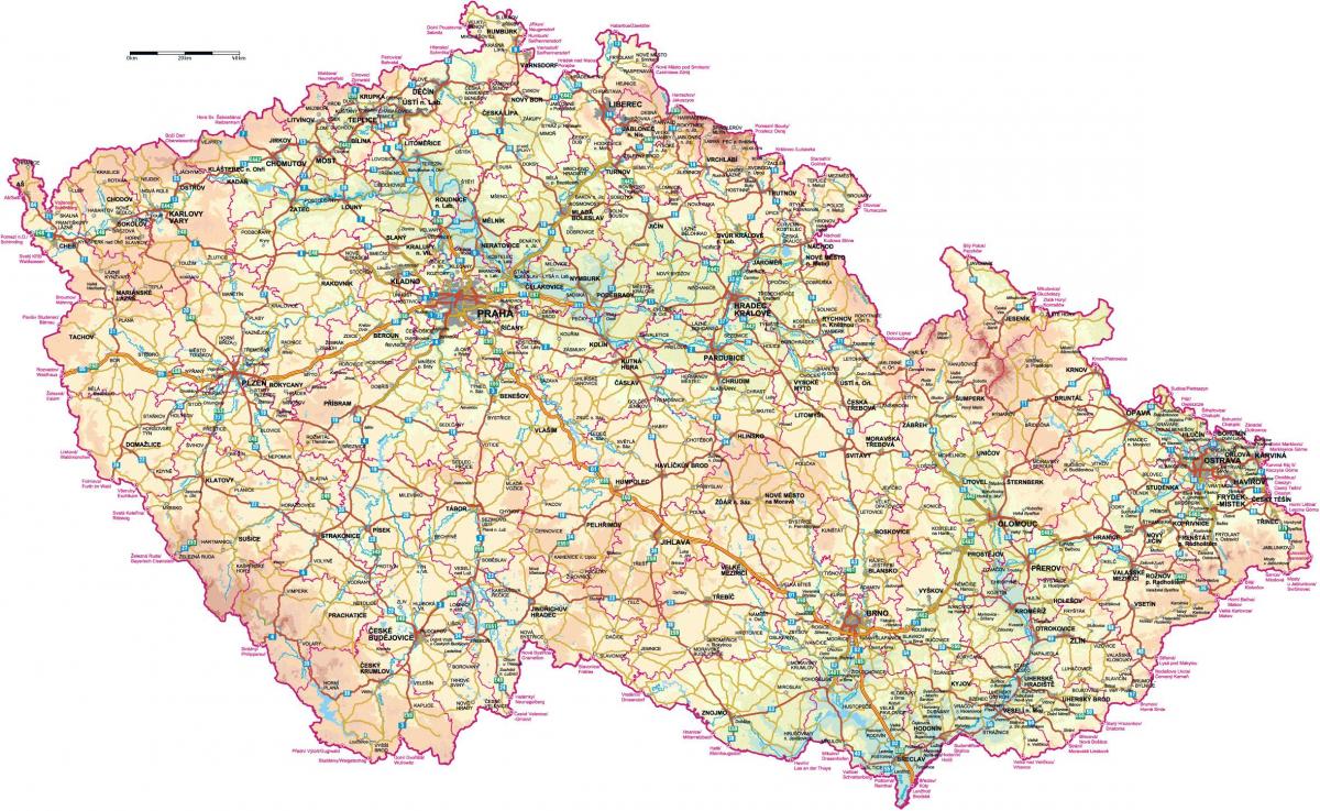 Mapa grande de la República Checa (Checoslovaquia)