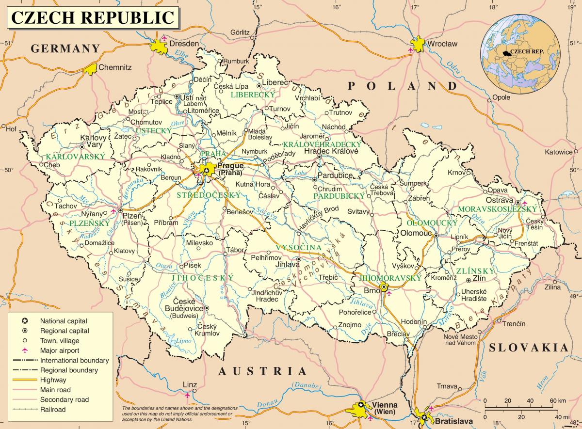 República Checa (Checoslovaquia) en un mapa