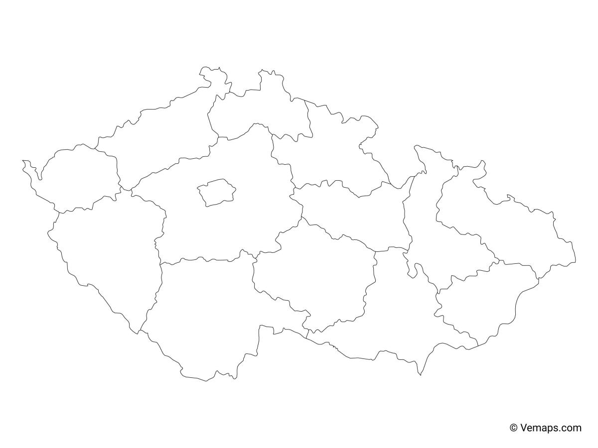 Mapa de contornos de la República Checa (Checoslovaquia)