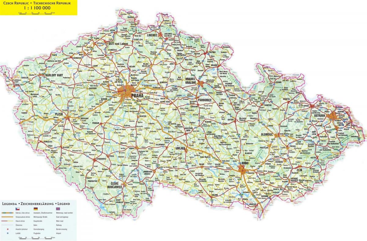 Mapa de conducción de la República Checa (Checoslovaquia)