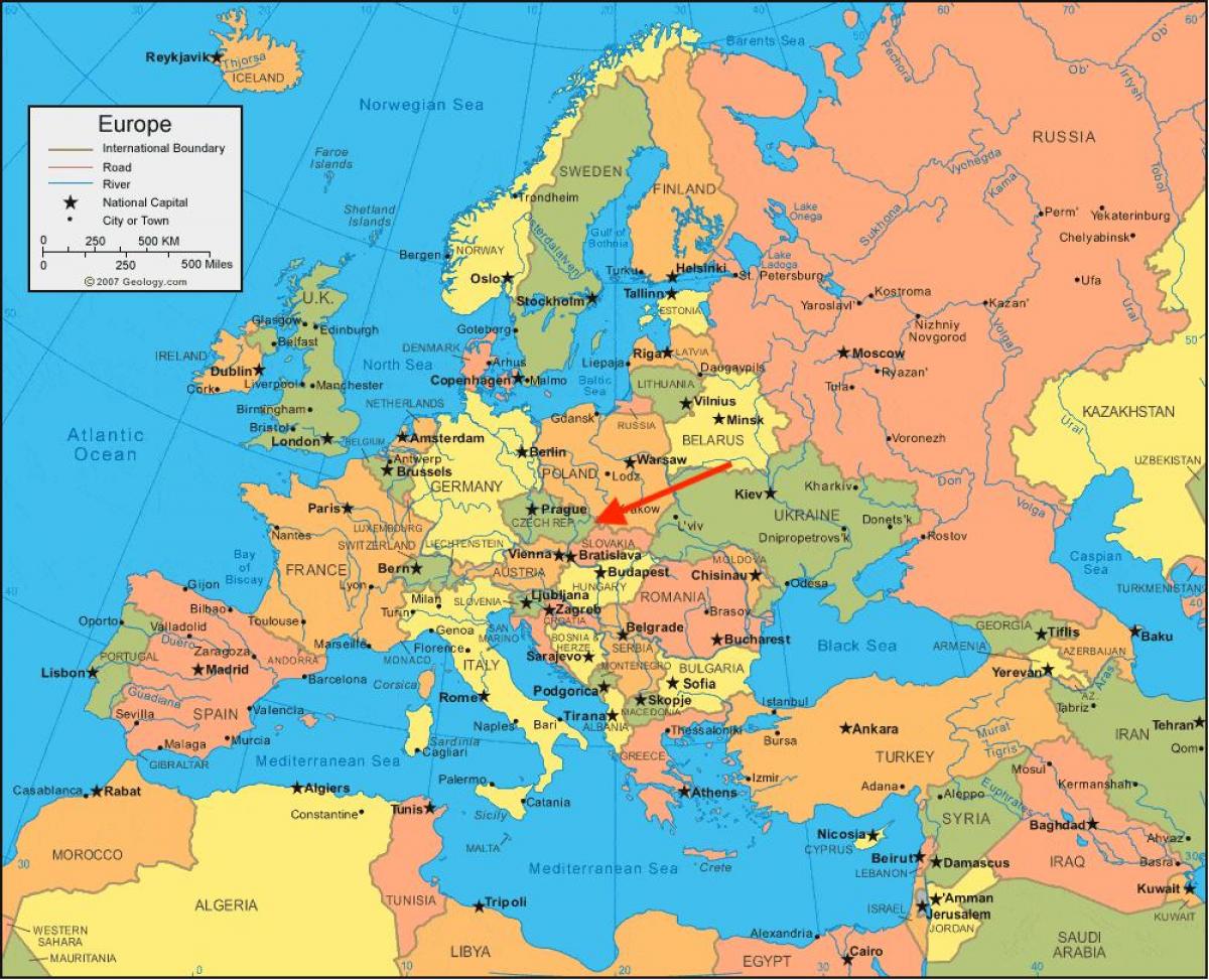 Ubicación de la República Checa (Checoslovaquia) en el mapa de Europa del Este